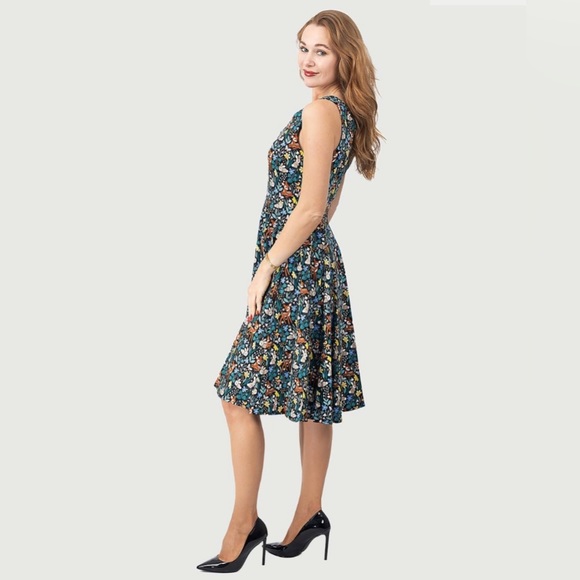 Bambi Floral Print V Neck Dress by Eva Rose - Picture 8 of 10